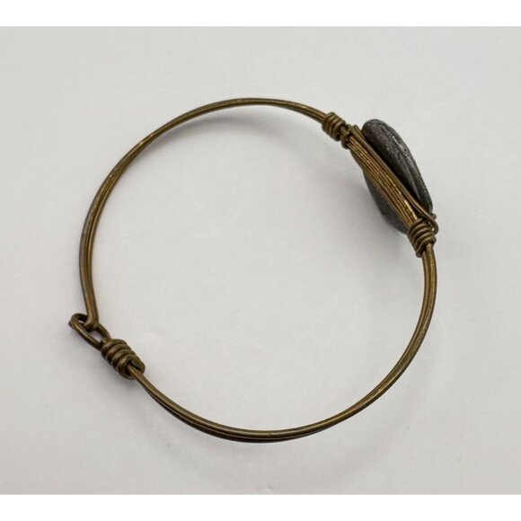 Vintage Silver Tone Compass on Bronze Wire Bracelet Retro - Picture 7 of 9